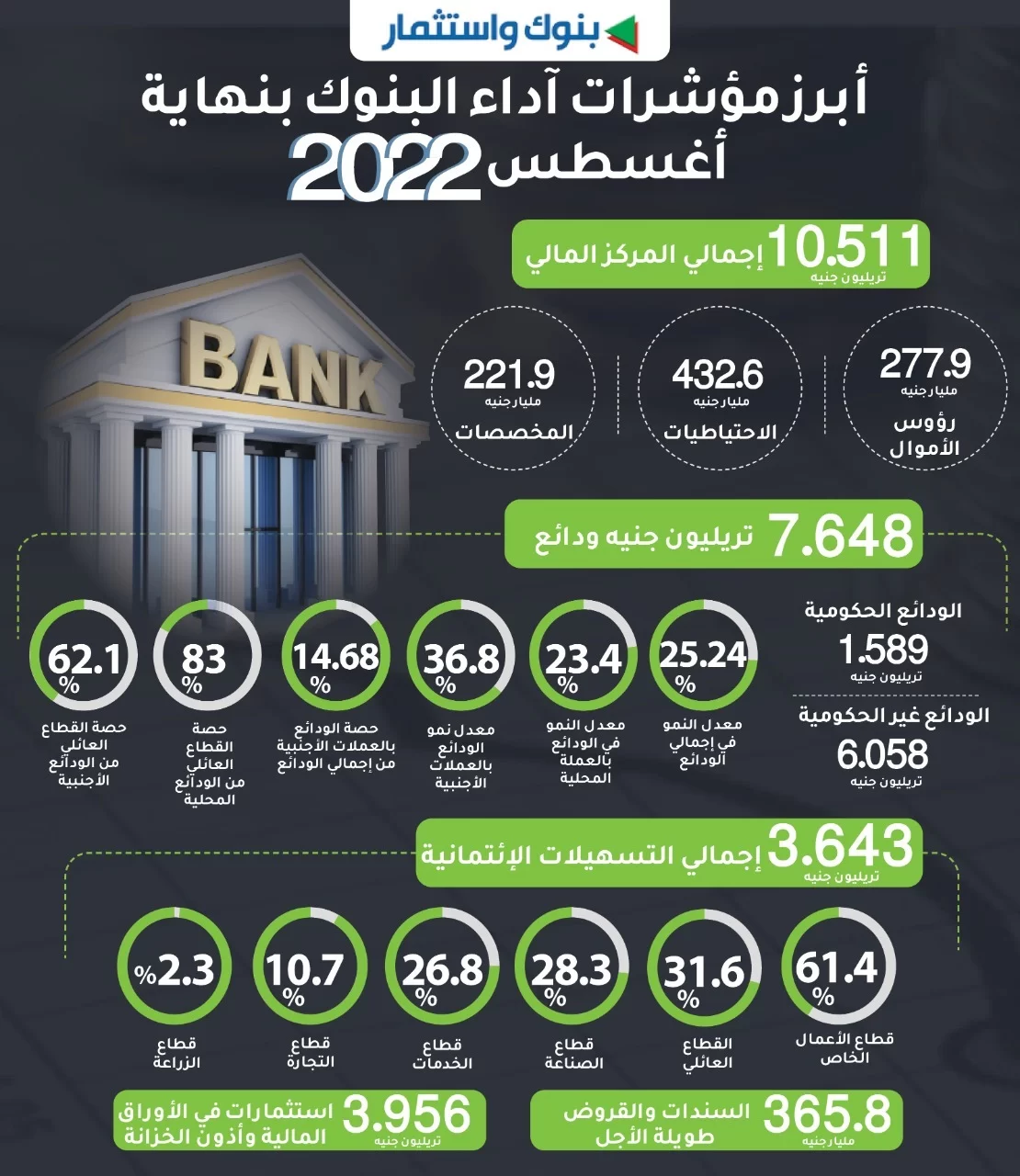 بالإنفوجراف .. ننشر أبرز مؤشرات آداء البنوك العاملة بالسوق المصرية بنهاية أغسطس 2022 1